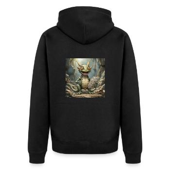 Golarius - Unisex Premium Bio Zip Hoodie - Schwarz - Hinten - Nico (187cm)