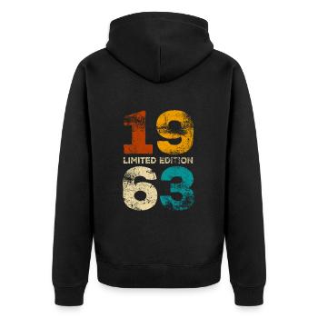 Limited Edition 1963 - Geburtstag - Jahrgang - Unisex Premium Bio Zip Hoodie - Schwarz - Hinten - Nico (187cm)