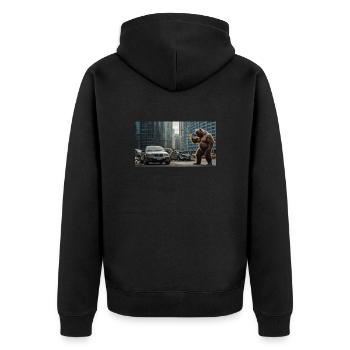 Bär Apokalypse Bier - Unisex Premium Bio Zip Hoodie - Schwarz - Hinten - Nico (187cm)