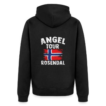 ROSENDAL - Angel Tour Norvège personnalisable - Veste à capuche bio Premium Unisexe - noir - Dos - Nico (187cm)