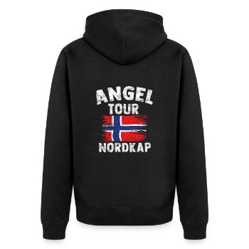 NORTH CAPE - Fishing Tour Norway customizable - Unisex Premium Organic Zip Hoodie - black - Back - Nico (187cm)