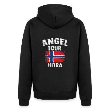 HITRA - Angel Tour Norway personnalisable - Veste à capuche bio Premium Unisexe - noir - Dos - Nico (187cm)