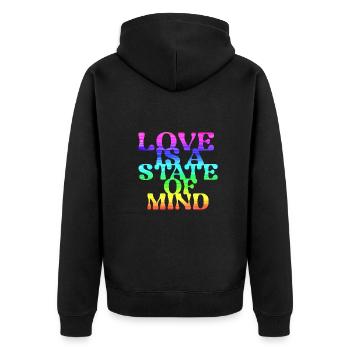 l’amour est un état d’, LGBT,regenbogen,bunt - Veste à capuche bio Premium Unisexe - noir - Dos - Nico (187cm)