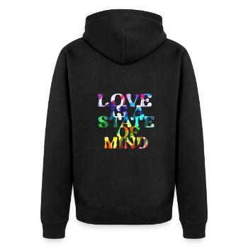 l’amour est un état d’, LGBT,regenbogen,bunt - Veste à capuche bio Premium Unisexe - noir - Dos - Nico (187cm)