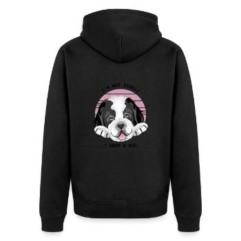 Bernhardinerwelpe. Ich bin nicht Single - Unisex Premium Bio Zip Hoodie - Schwarz - Hinten - Nico (187cm)