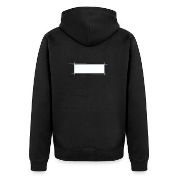 Cadre décoratif. Modèle de bannière / badge nominatif. - Veste à capuche bio Premium Unisexe - noir - Dos - Nico (187cm)