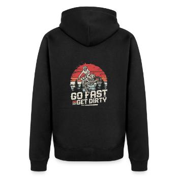 Roulez vite, salissez - Motocross Saying - Veste à capuche bio Premium Unisexe - noir - Dos - Nico (187cm)