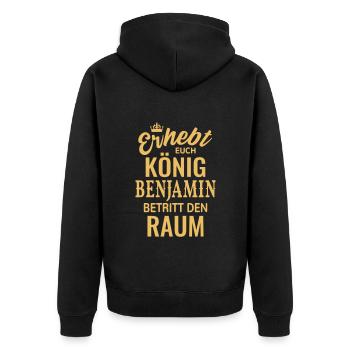 Name Benjamin Geschenk Geburtstag lustig König - Unisex Premium Bio Zip Hoodie - Schwarz - Hinten - Nico (187cm)
