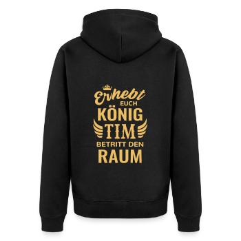 Name Tim Geschenkidee Geburtstag lustig König - Unisex Premium Bio Zip Hoodie - Schwarz - Hinten - Nico (187cm)