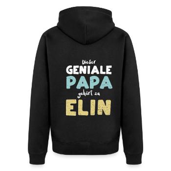 Dieser Geniale Papa Gehört Zu Elin - Unisex Premium Bio Zip Hoodie - Schwarz - Hinten - Nico (187cm)