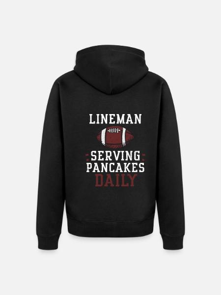 Lineman Serving Pancakes Daily - Unisex Premium Organic Zip Hoodie - black