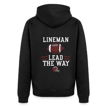 Lineman Lead The Way - Football - Veste à capuche bio Premium Unisexe - noir - Dos - Nico (187cm)