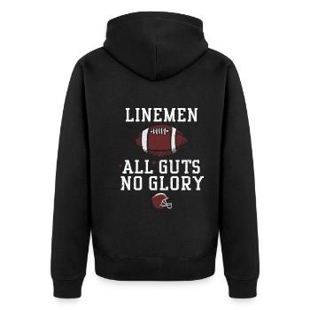 Linemen All Guts No Glory - Unisex Premium Organic Zip Hoodie - black - Back - Nico (187cm)