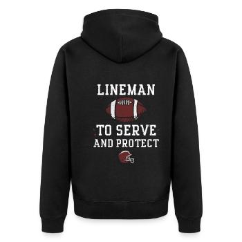 Lineman To Serve And Protect - Unisex Premium Organic Zip Hoodie - black - Back - Nico (187cm)