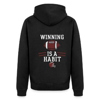 Winning is a habit - Football - Unisex Premium Bio Zip Hoodie - Schwarz - Hinten - Nico (187cm)