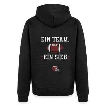 Ein Team, ein Sieg - Football - Unisex Premium Bio Zip Hoodie - Schwarz - Hinten - Nico (187cm)