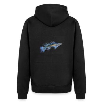 Frosty zander angler - Unisex Premium Organic Zip Hoodie - black - Back - Nico (187cm)