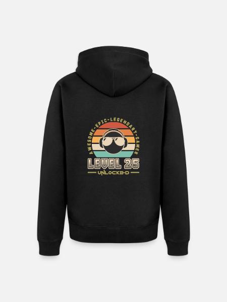 Level 25 - Unisex Premium Organic Zip Hoodie - black