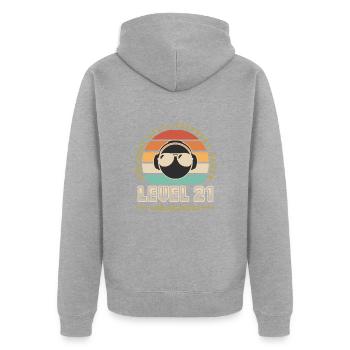 Level 21 - Veste à capuche bio Premium Unisexe - gris chiné - Dos - Nico (187cm)