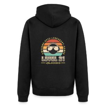 Level 21 - Unisex Premium Organic Zip Hoodie - black - Back - Nico (187cm)