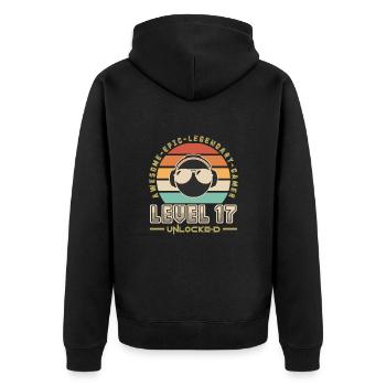 Level 17 - Unisex Premium Organic Zip Hoodie - black - Back - Nico (187cm)