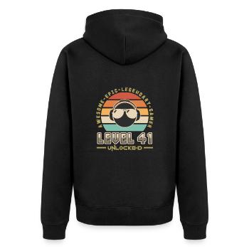 Level 41 - Unisex Premium Organic Zip Hoodie - black - Back - Nico (187cm)
