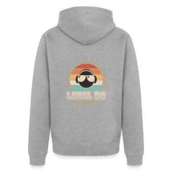 Stufe 56 - Unisex Premium Bio Zip Hoodie - Grau meliert - Hinten - Nico (187cm)
