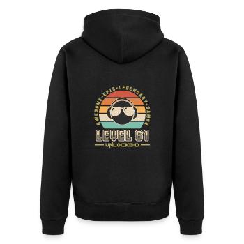 Level 61 - Unisex Premium Organic Zip Hoodie - black - Back - Nico (187cm)