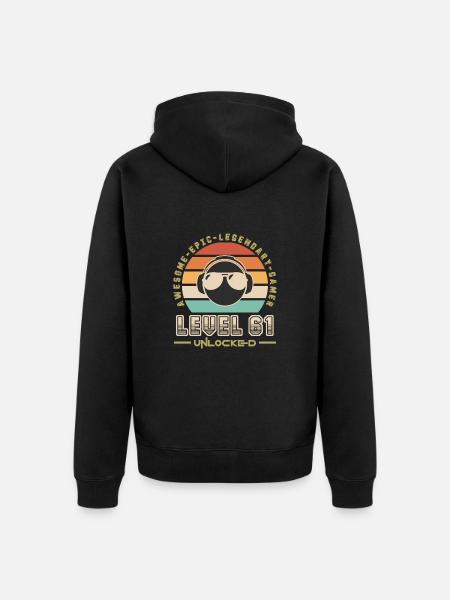 Level 61 - Unisex Premium Organic Zip Hoodie - black