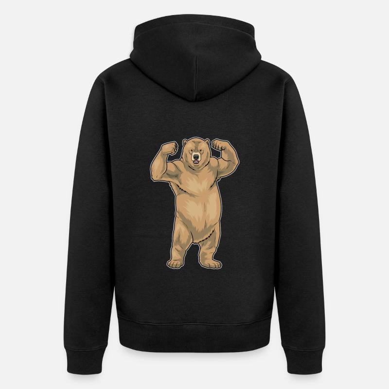 Bear Bodybuilder Musculation - Veste à capuche bio Premium Unisexe - noir