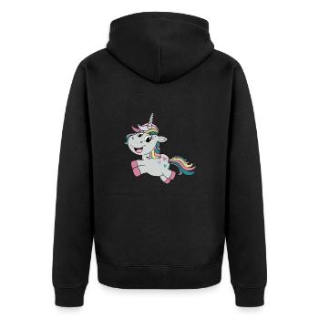 Unicorn - Unisex Premium Organic Zip Hoodie - black - Back - Nico (187cm)