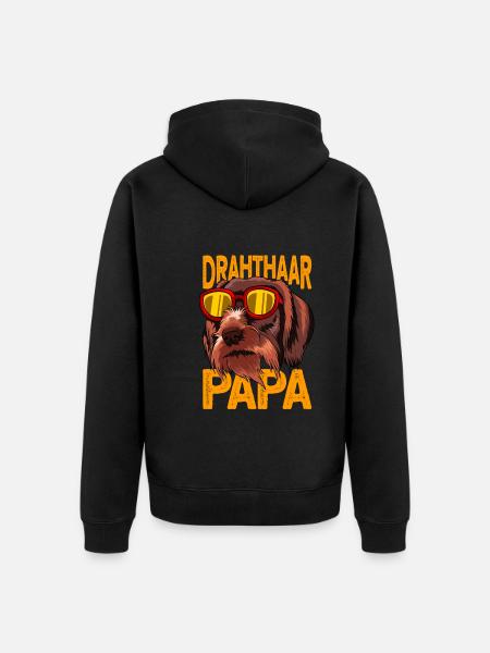Wirehhaar Papa - drahthaar hund - Unisex Premium Organic Zip Hoodie - black