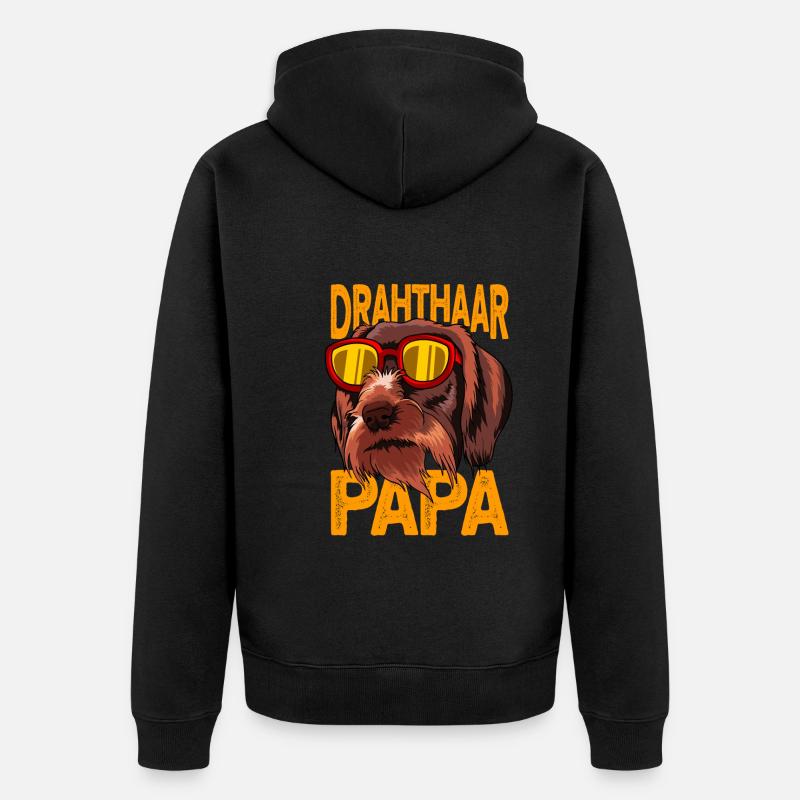 Drahthaar Papa - drahthaar hund - Unisex Premium Bio Zip Hoodie - Schwarz