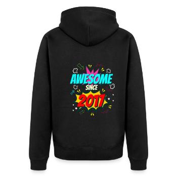 5.Geburtstag comic Jahrgang 2017 - Unisex Premium Bio Zip Hoodie - Schwarz - Hinten - Nico (187cm)