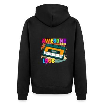 Awesome since 1966 Kassette 60er 56. Geburtstag - Unisex Premium Bio Zip Hoodie - Schwarz - Hinten - Nico (187cm)