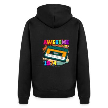 awesome since 1978 Kassette 70er 48. Geburtstag - Unisex Premium Bio Zip Hoodie - Schwarz - Hinten - Nico (187cm)