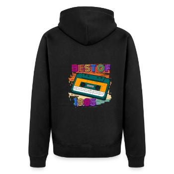 best of 1985 Kassette 80er 37. geburtstag - Unisex Premium Bio Zip Hoodie - Schwarz - Hinten - Nico (187cm)