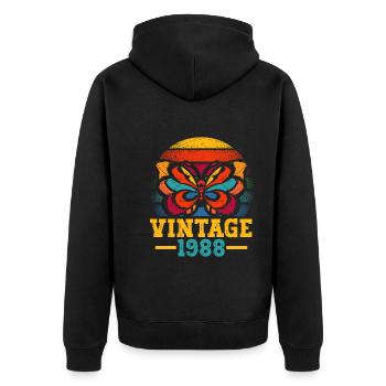 vintage 1988 butterfly 34th birthday - Unisex Premium Organic Zip Hoodie - black - Back - Nico (187cm)