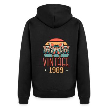 vintage 1989 butterfly 33rd birthday - Unisex Premium Organic Zip Hoodie - black - Back - Nico (187cm)