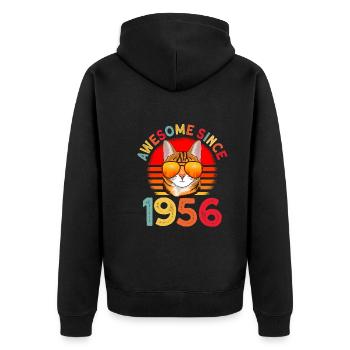 Génial depuis 1956 Cat 66th Birthday Gift - Veste à capuche bio Premium Unisexe - noir - Dos - Nico (187cm)