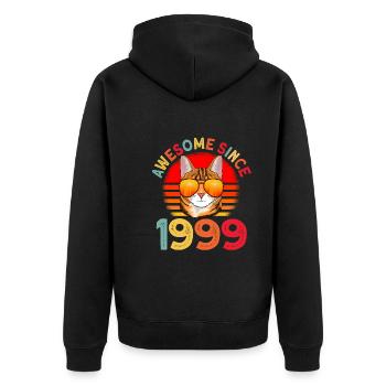 Awesome since 1999 Cat 23rd Birthday Gift - Unisex Premium Organic Zip Hoodie - black - Back - Nico (187cm)