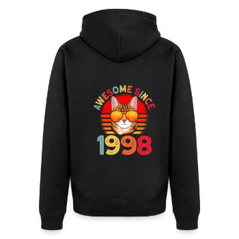 Awesome since 1998 Katze 24. Geburtstag Geschenk - Unisex Premium Bio Zip Hoodie - Schwarz - Hinten - Nico (187cm)