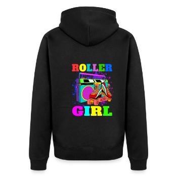 Rollschuhe Geschenk Retro Rollschuh Mädchen - Unisex Premium Bio Zip Hoodie - Schwarz - Hinten - Nico (187cm)