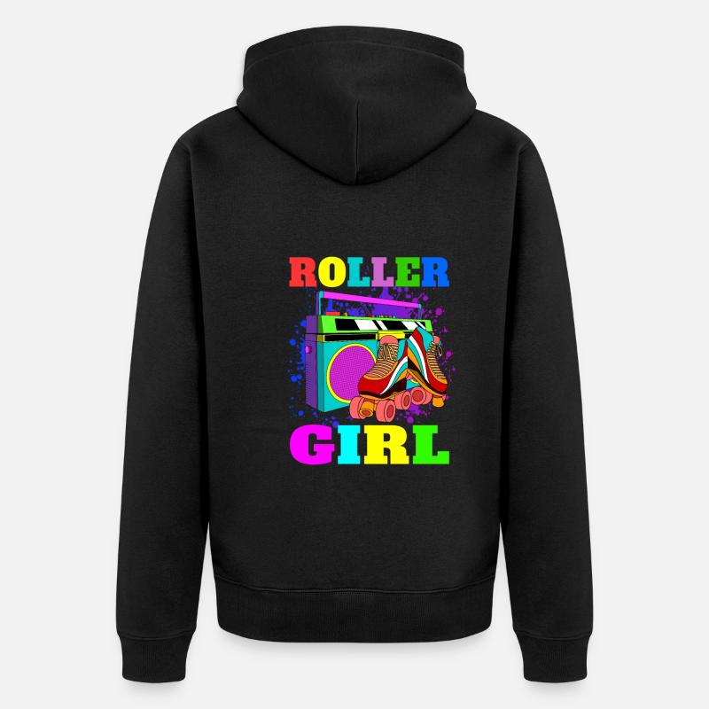 Rollschuhe Geschenk Retro Rollschuh Mädchen - Unisex Premium Bio Zip Hoodie - Schwarz