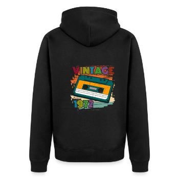 awesome since 1972 Kassette 70er 50. Geburtstag - Unisex Premium Bio Zip Hoodie - Schwarz - Hinten - Nico (187cm)