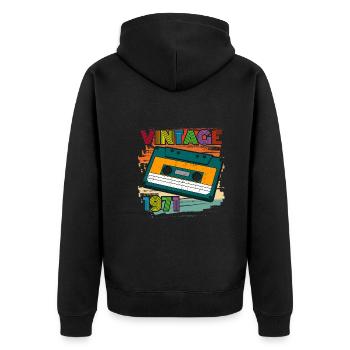 vintage 1971 cassette 70s 51st birthday - Unisex Premium Organic Zip Hoodie - black - Back - Nico (187cm)
