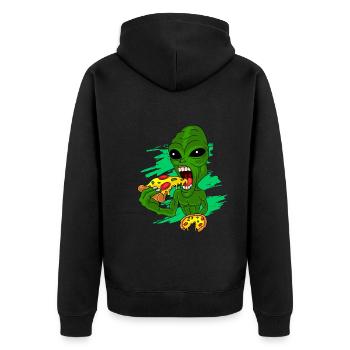 Alien Pizza - Unisex Premium Organic Zip Hoodie - black - Back - Nico (187cm)