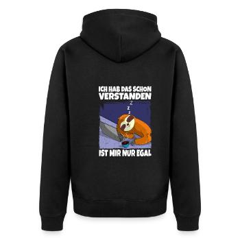 Ist mir nur egal Faultier Geschenk Büro - Unisex Premium Bio Zip Hoodie - Schwarz - Hinten - Nico (187cm)