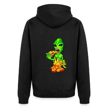 Alien mange de la pizza - Veste à capuche bio Premium Unisexe - noir - Dos - Nico (187cm)