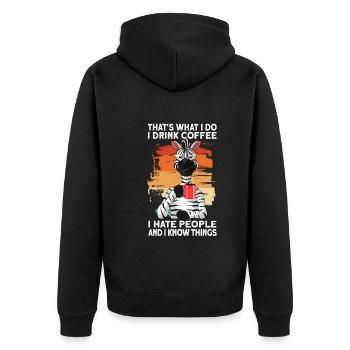 c’est ce que je bois du café déteste les gens Vintage - Veste à capuche bio Premium Unisexe - noir - Dos - Nico (187cm)